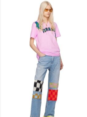 Like new Marni Pink Graphic T-Shirt Made in Italy 100% Cotton Designer Luxury